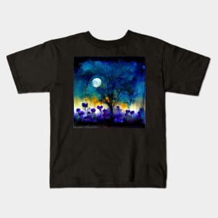 Moon Wisteria Midnight Garden Kids T-Shirt